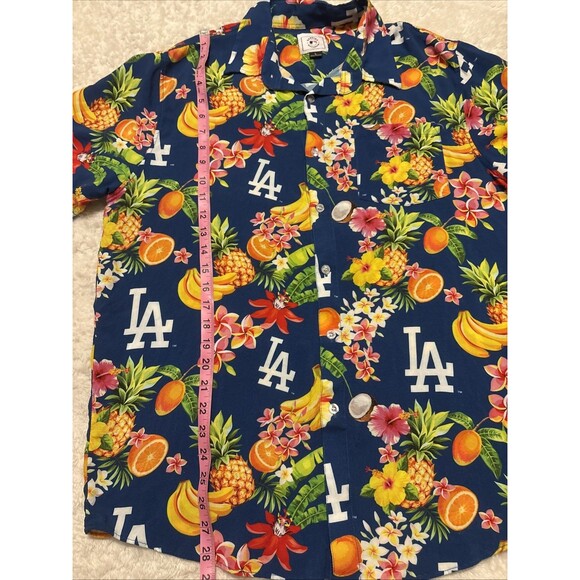 Los Angeles Dodgers MLB Hawaiian Floral Fruits Logo Shirt Men's Size Large - Picture 13 of 16